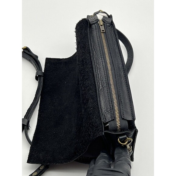 Stitch and Tickle Mini Messenger Crossbody Bag Leather Zip Concert Festival Blac - Picture 6 of 13